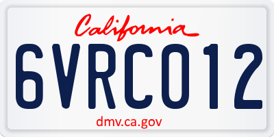CA license plate 6VRC012