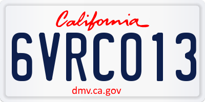 CA license plate 6VRC013