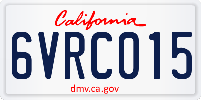 CA license plate 6VRC015