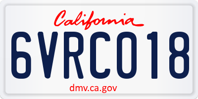 CA license plate 6VRC018
