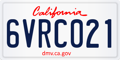 CA license plate 6VRC021