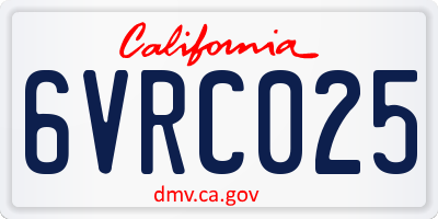 CA license plate 6VRC025
