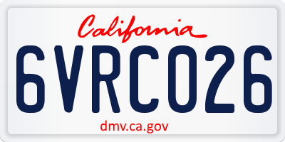 CA license plate 6VRC026