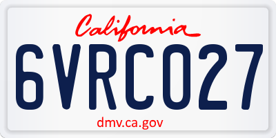 CA license plate 6VRC027