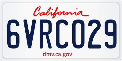 CA license plate 6VRC029