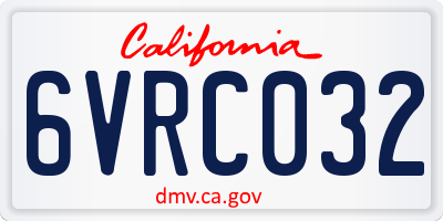 CA license plate 6VRC032