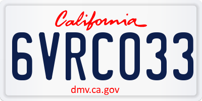 CA license plate 6VRC033