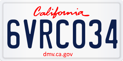 CA license plate 6VRC034