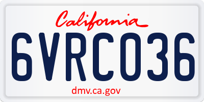 CA license plate 6VRC036