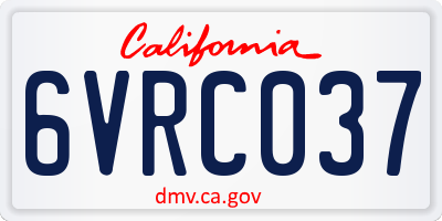CA license plate 6VRC037