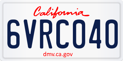 CA license plate 6VRC040