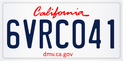 CA license plate 6VRC041