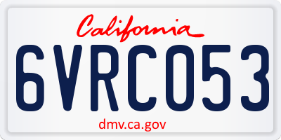 CA license plate 6VRC053