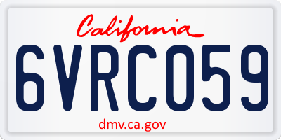 CA license plate 6VRC059
