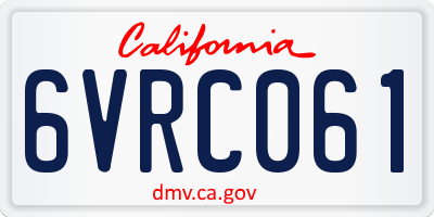 CA license plate 6VRC061