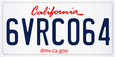 CA license plate 6VRC064