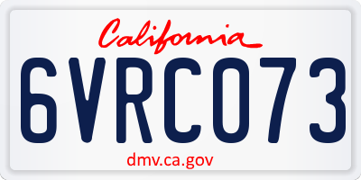 CA license plate 6VRC073