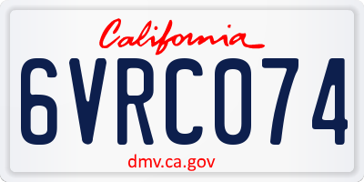 CA license plate 6VRC074