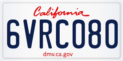 CA license plate 6VRC080