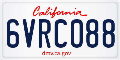 CA license plate 6VRC088