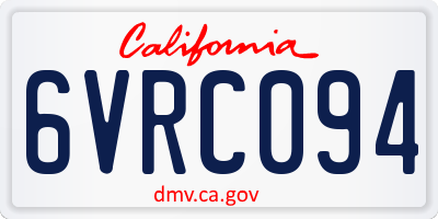 CA license plate 6VRC094