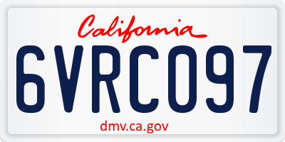CA license plate 6VRC097