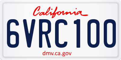 CA license plate 6VRC100