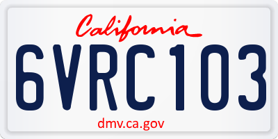 CA license plate 6VRC103