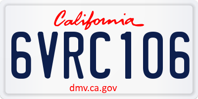 CA license plate 6VRC106