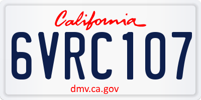 CA license plate 6VRC107