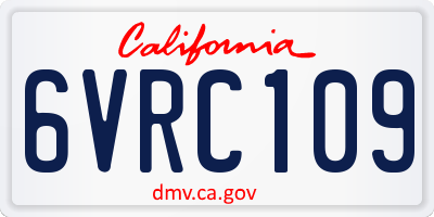 CA license plate 6VRC109