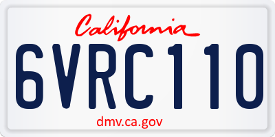CA license plate 6VRC110