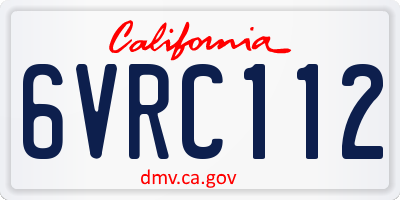CA license plate 6VRC112
