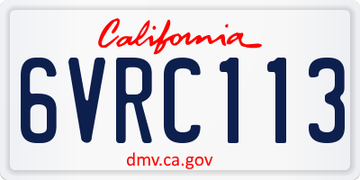 CA license plate 6VRC113