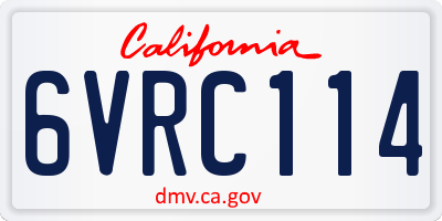 CA license plate 6VRC114