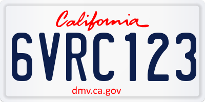 CA license plate 6VRC123