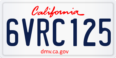 CA license plate 6VRC125