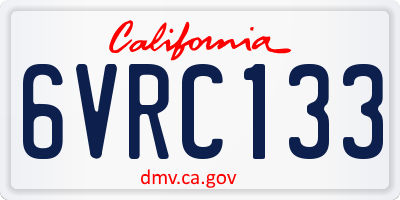 CA license plate 6VRC133