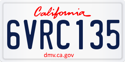 CA license plate 6VRC135