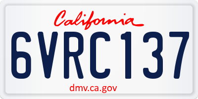 CA license plate 6VRC137