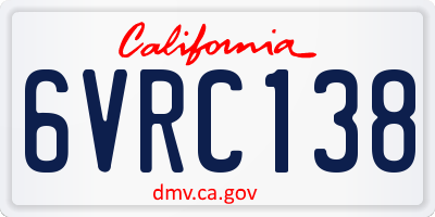 CA license plate 6VRC138