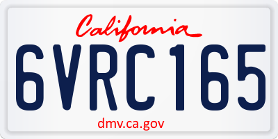 CA license plate 6VRC165