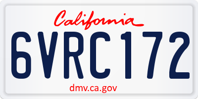 CA license plate 6VRC172