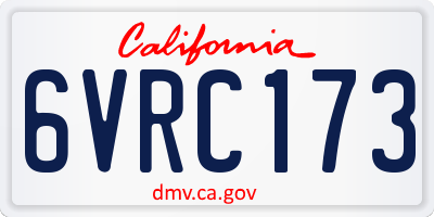 CA license plate 6VRC173