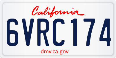 CA license plate 6VRC174