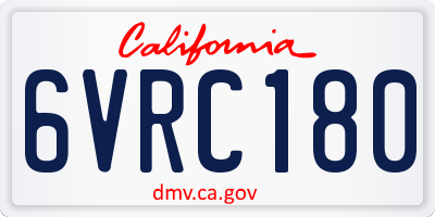 CA license plate 6VRC180