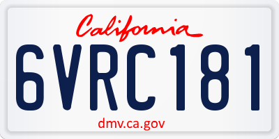 CA license plate 6VRC181