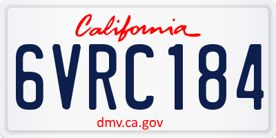CA license plate 6VRC184