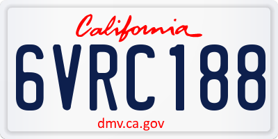 CA license plate 6VRC188