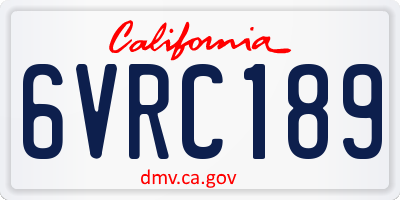 CA license plate 6VRC189